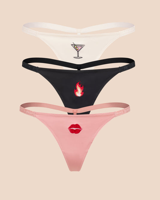 Alessia Pack Tanga de Hilo Negro